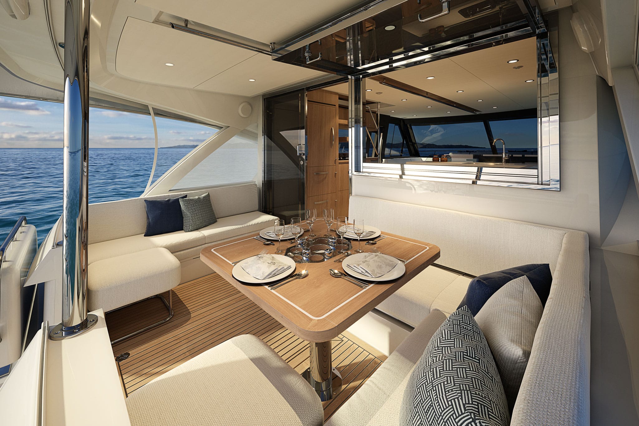 The beautiful, all seasons alfresco deck offers privacy and protection from the weather.