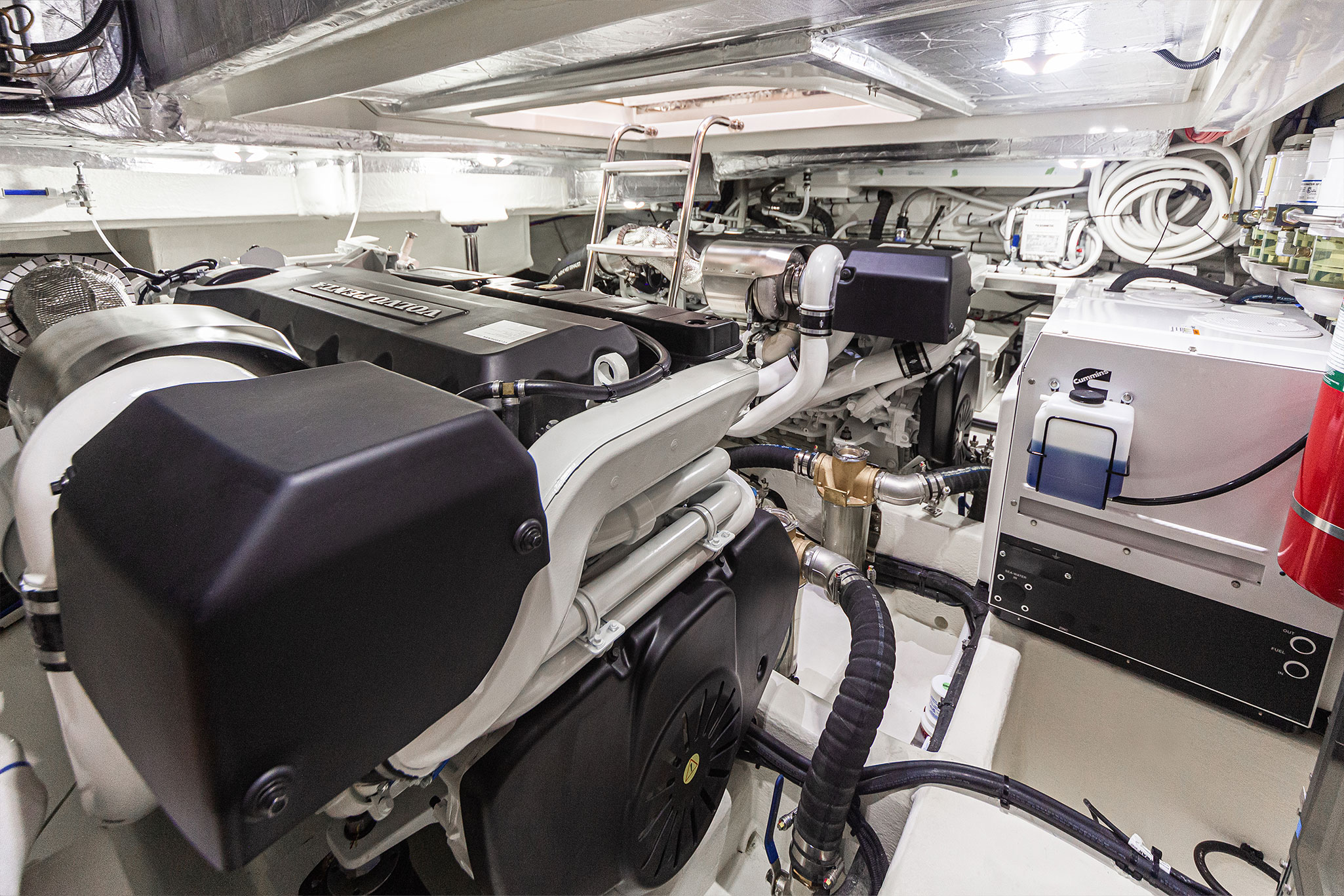 Power for the 46 Sports Motor Yacht is provided by twin Volvo Penta D8-IPS800s delivering 441kW (600hp) each or twin Volvo Penta D11 IPS950s delivering 533kW (725hp) each.