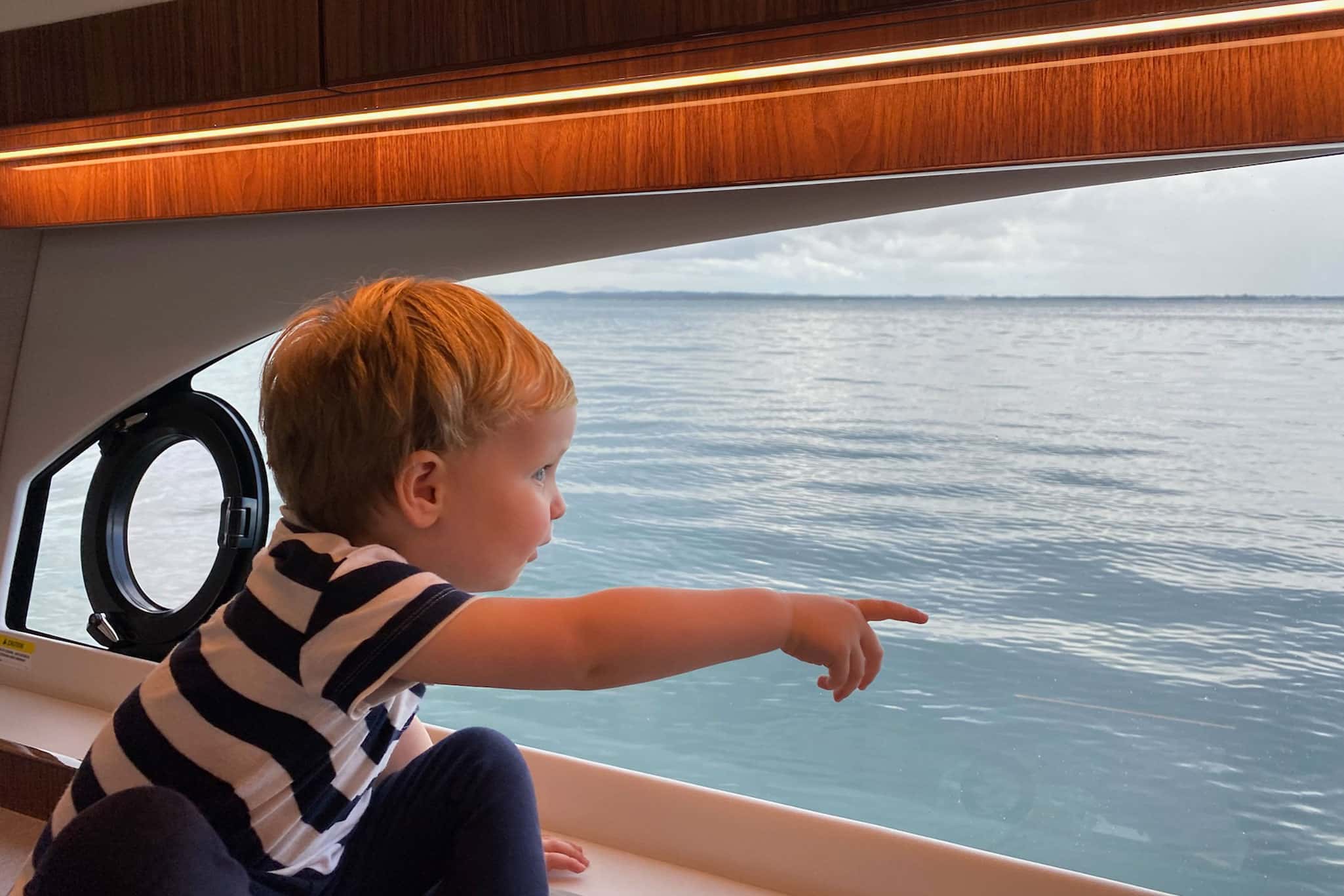 Large hull windows provide a panoramic view - even for the youngest of sailors.