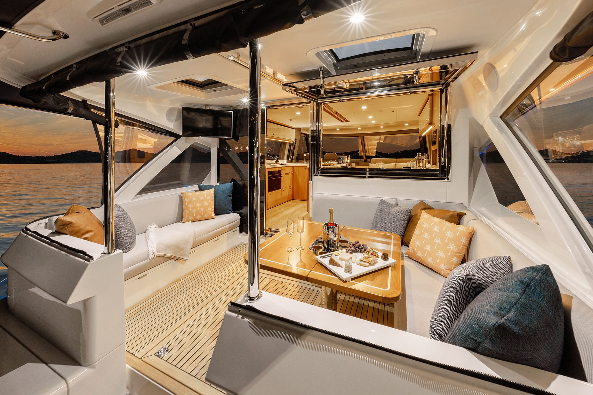 The beautiful, all seasons alfresco deck offers privacy and protection from the weather.
