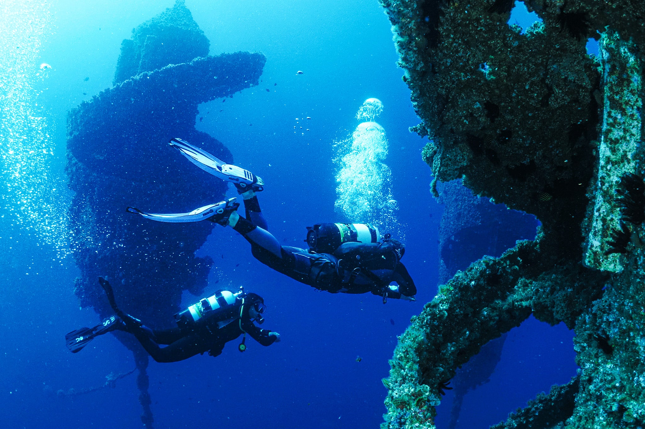 Wonder Reef is formed by nine spiral-like floating flutes, rising about 22 metres from the sea floor, with each held fast by a 75-tonne foundation designed to withstand the harsh marine environment. Image credit: Destination Gold Coast
