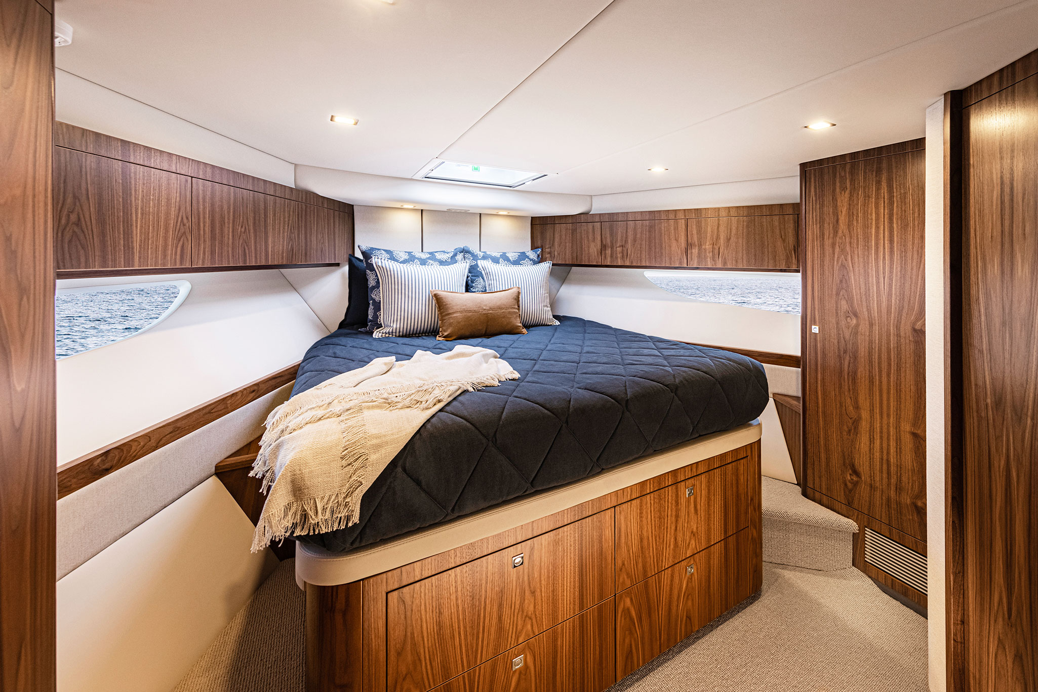 The Tahoe collection is inspired by Lake Tahoe and features a white, navy and tan palette