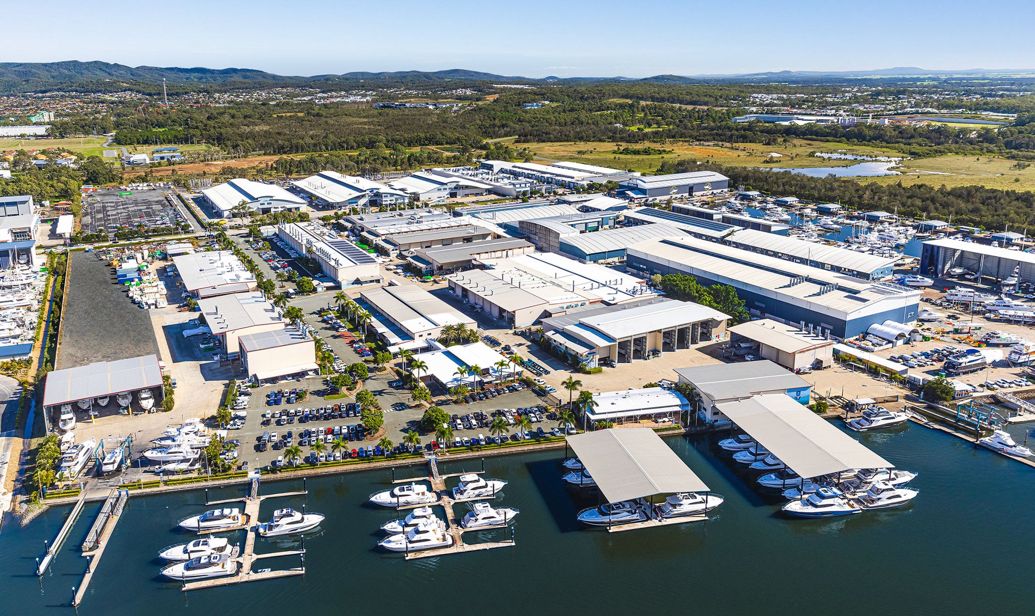 Riviera’s 16-hectare state-of-the art facility on Queensland’s Gold Coast is the largest luxury motor yacht building facility in the southern hemisphere