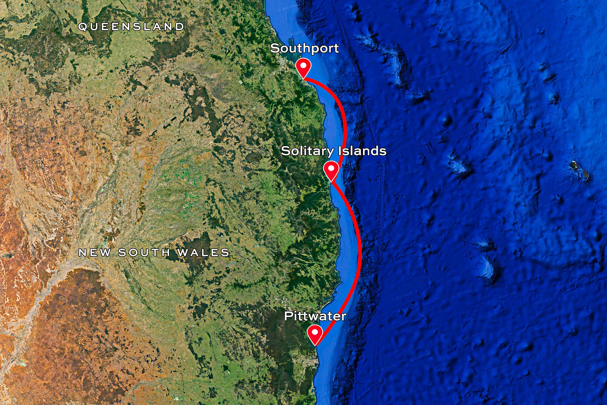 Grant, Michael Coxon and Ian “Fresh” Burns, travelled from Pittwater to Southport, a cruise of 400 nautical miles, including careful navigation of the shallow waters surrounding the Solitary Islands