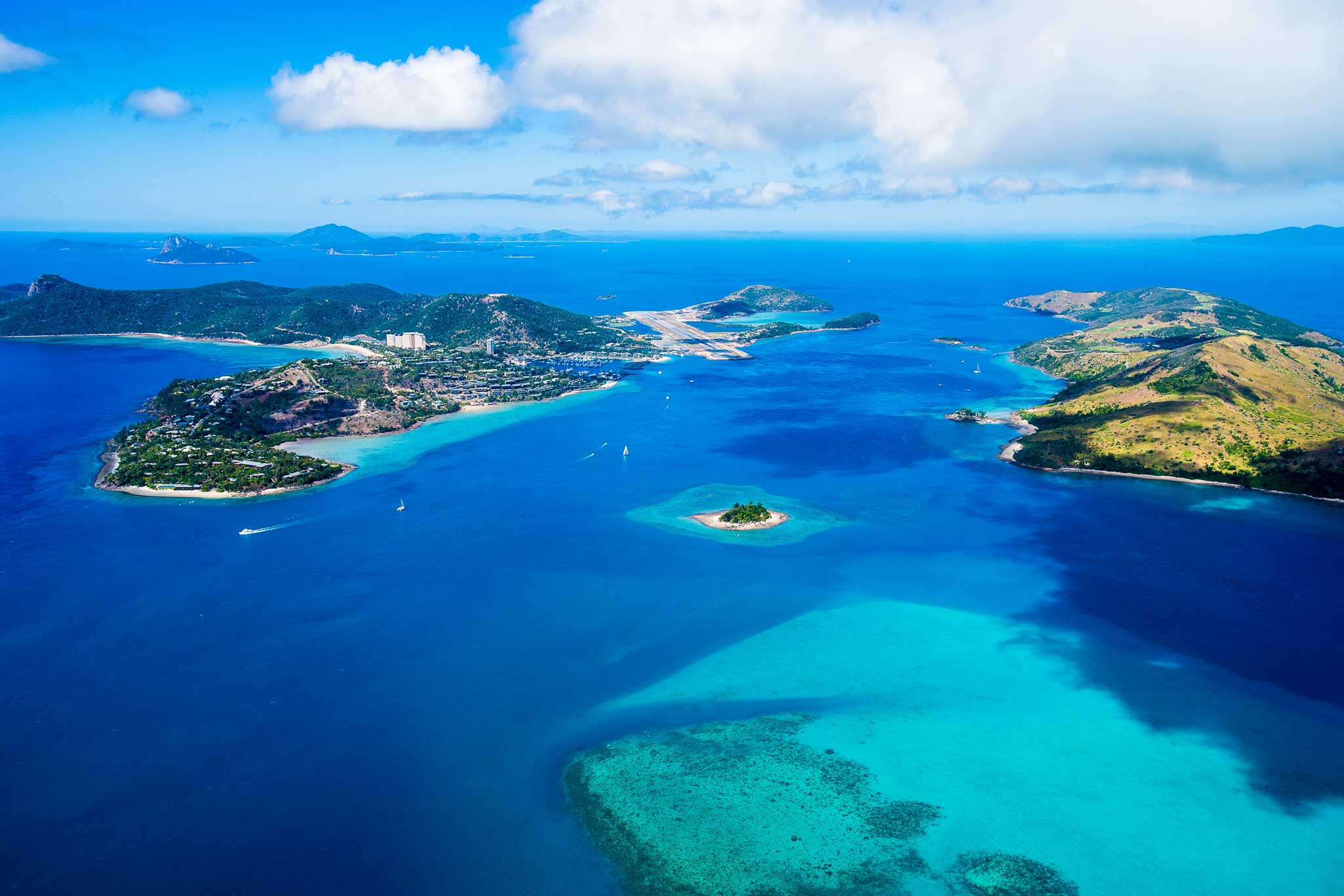 The Whitsundays are home to 74 islands, and the best known of these is probably Hamilton Island with is well protected marina, luxury resorts, restaurants and bars, scuba diving and its close proximity to the Great Barrier Reef. (Click the arrows on the left or right of the image to view the full picture gallery)