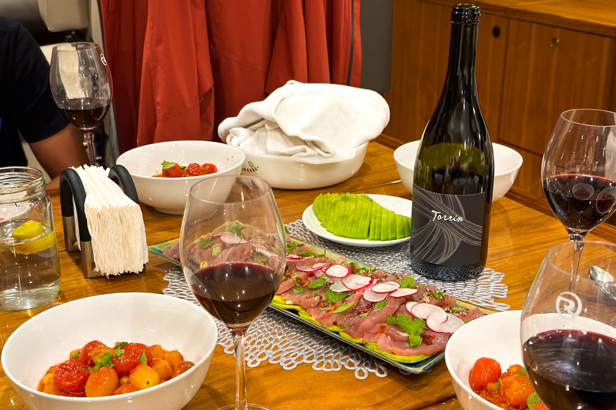 The Merker family and friends were well fed on their journey with fresh fish the basis of many meals, including mahi mahi carpaccio and tuna steaks