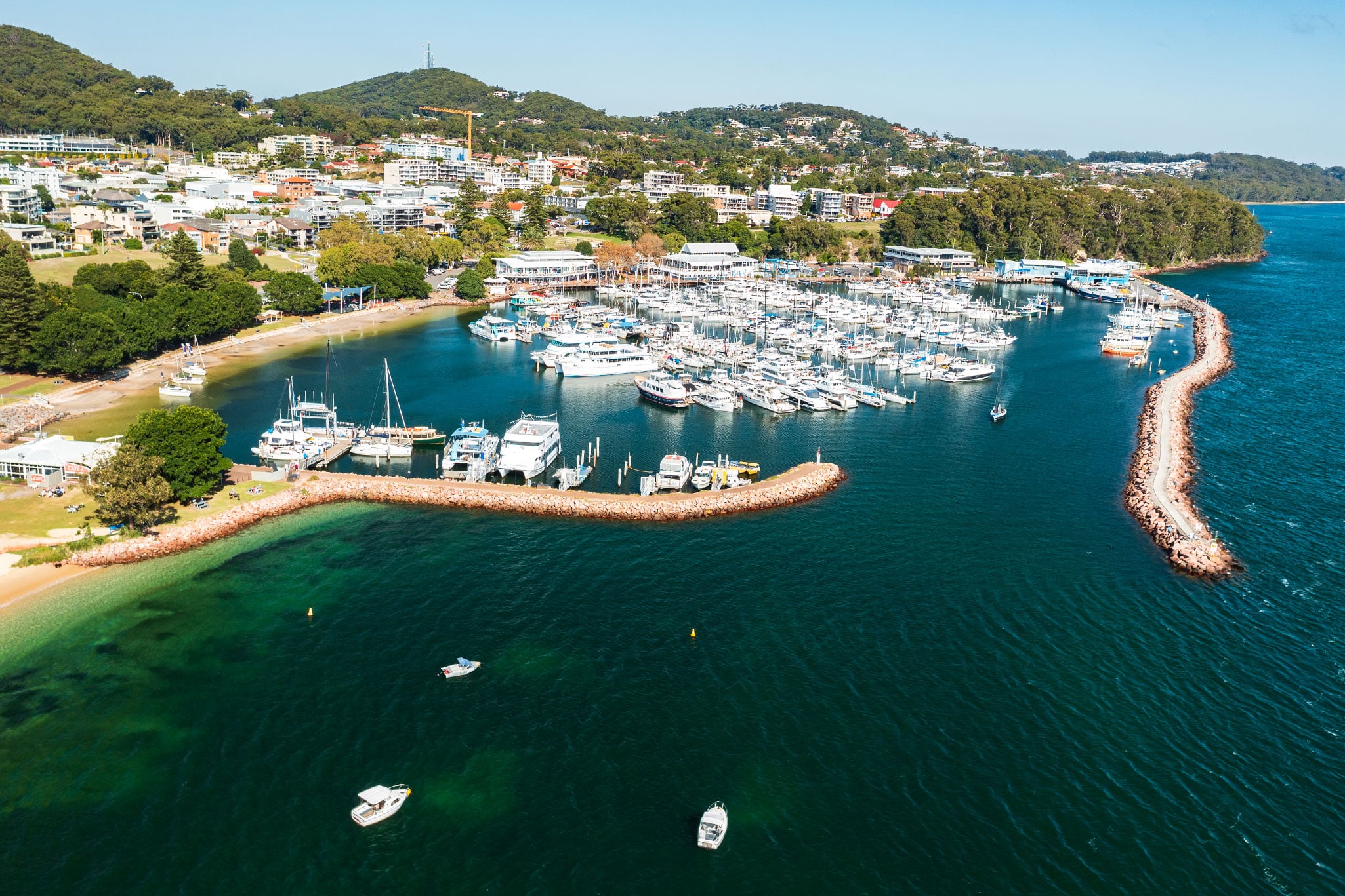 The marina at Nelson Bay where Taylor Made spent four months.