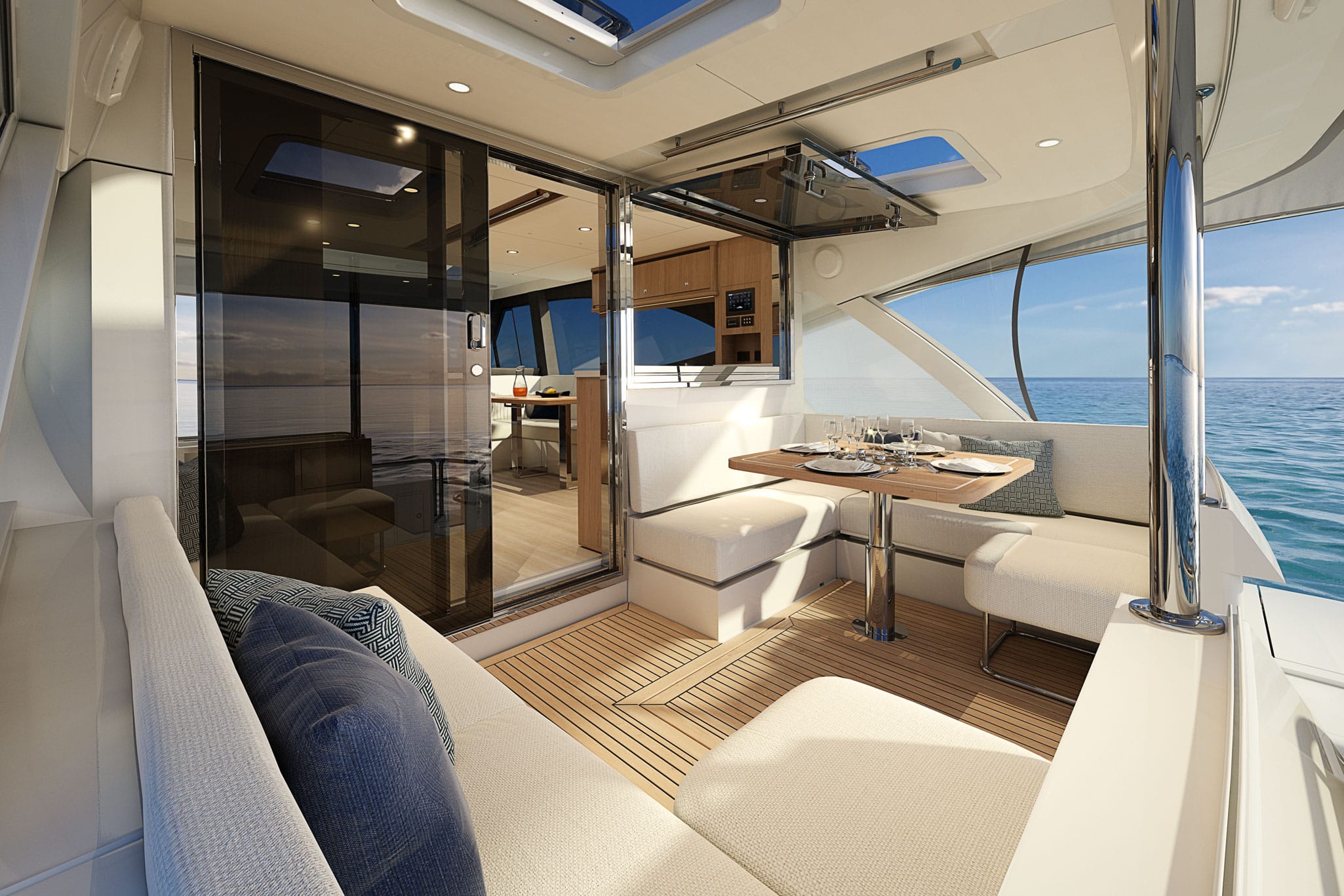 The beautiful, all seasons alfresco deck offers privacy and protection from the weather