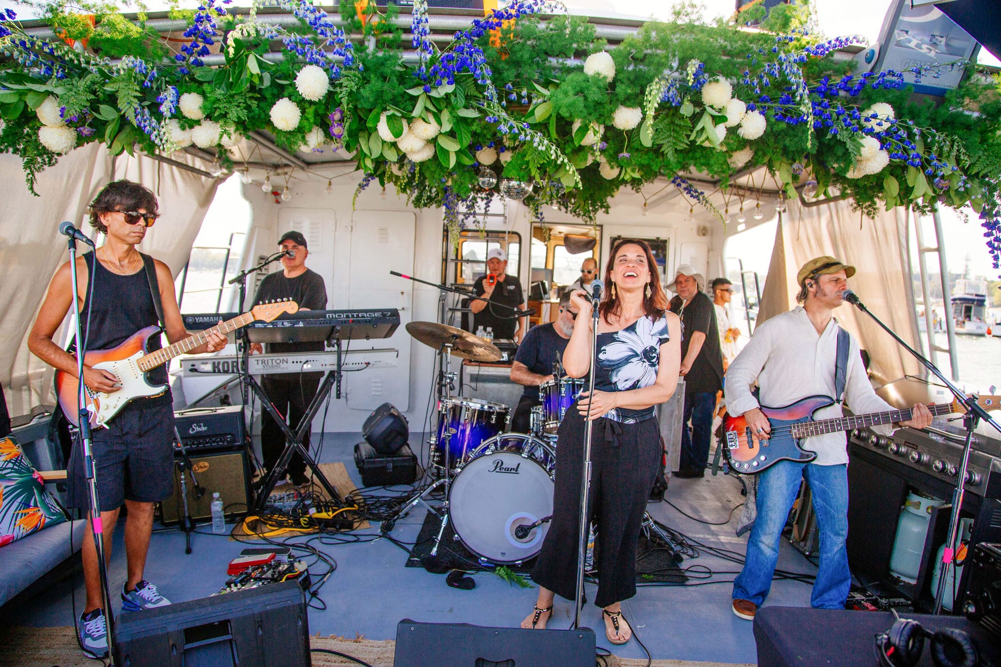 The crayfishing boat and band provided entertainment throughout the day.