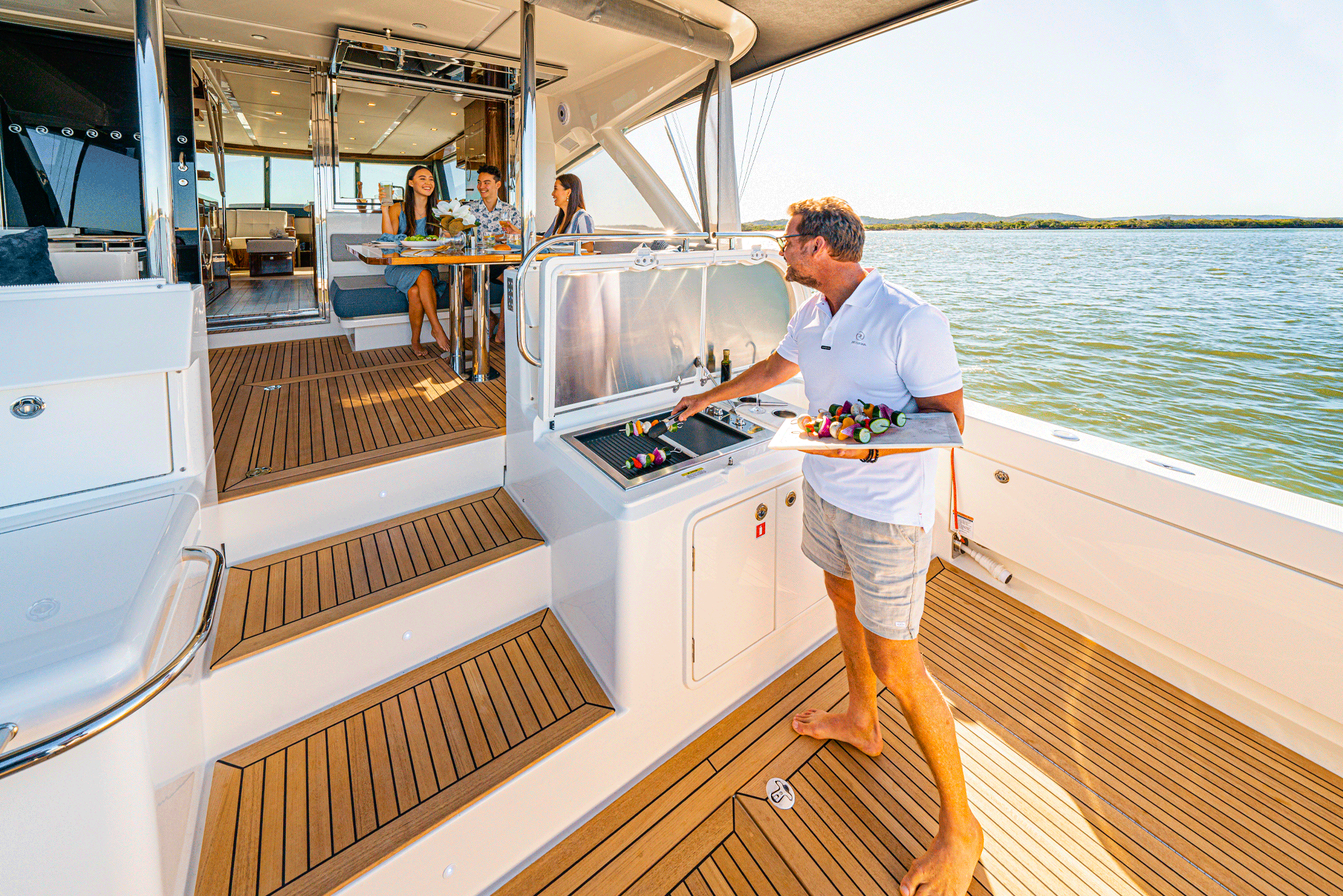Entertainment Mode is for when you are stationary and relaxing with all the luxury features offered by Riviera.
