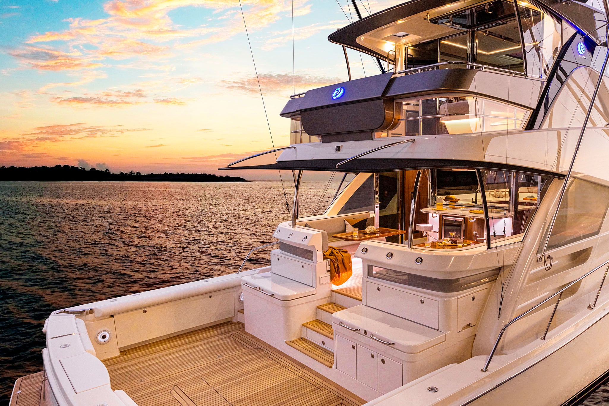 The Riviera 72 Sports Motor Yacht on display at the 2024 Sanctuary Cove International Boat Show.