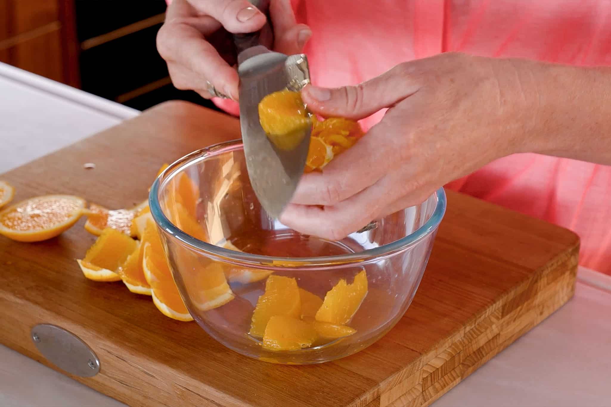 Take your time to segment the oranges properly … it is not as simple as you think.
