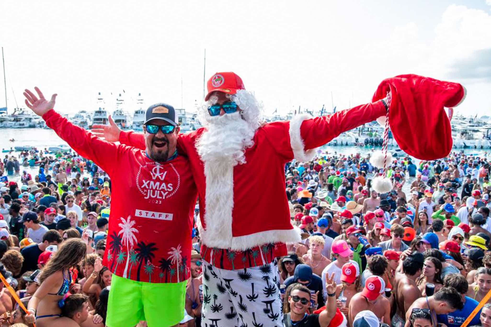Even Father Christmas accepted Wally Castro’s (left) invitation to the party.